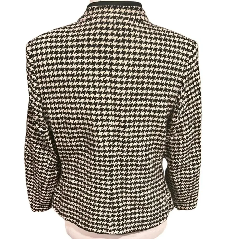 Apostrophe Houndstooth Wool Blend Blazer Jacket 12 Petite